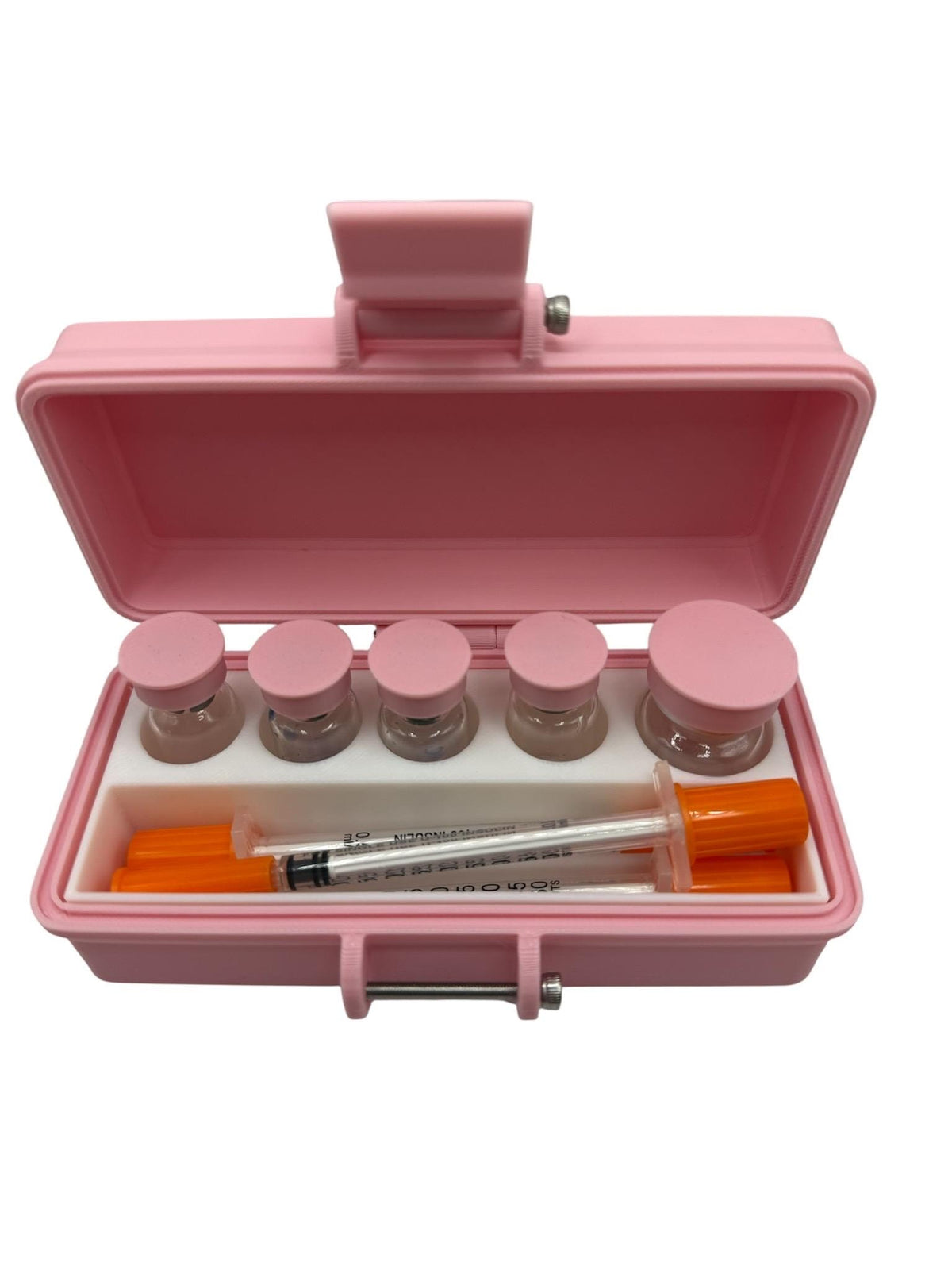 Peptide Vial Storage Container Box Slim And Portable Organizer For Travel FREE VIALS CAPS included Orchid Pink