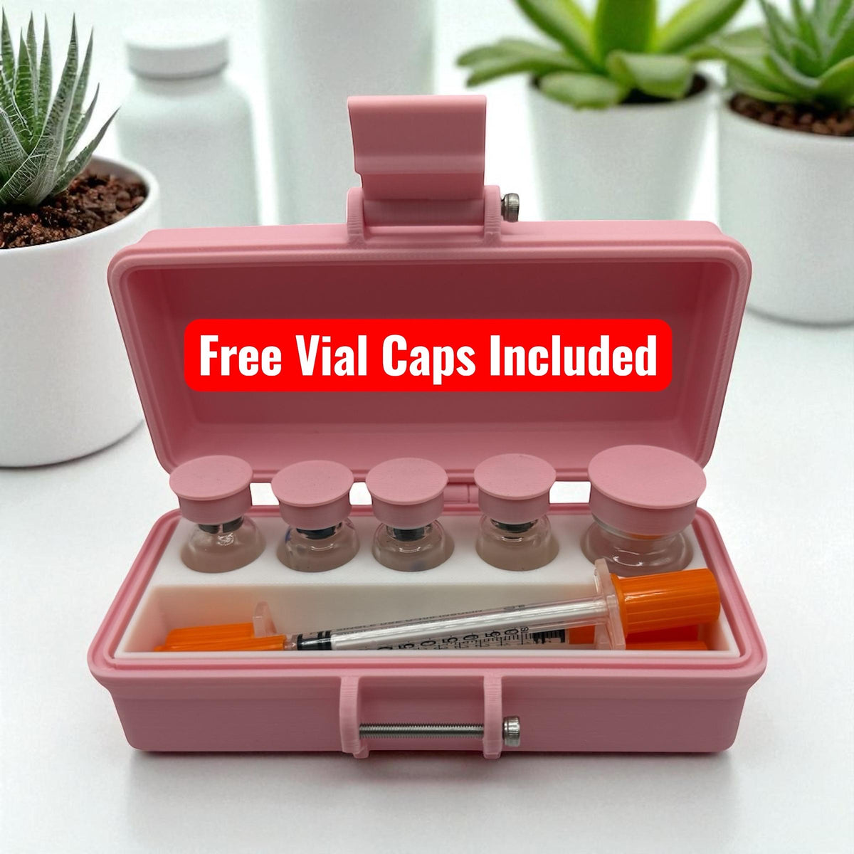 Peptide Vial Storage Container Box Slim And Portable Organizer For Travel FREE VIALS CAPS included Orchid Pink