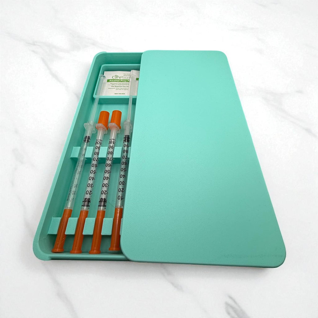 Syringe Storage Case Preloaded| Insulin, Peptides, Travel Organizer Prefilled (Red)