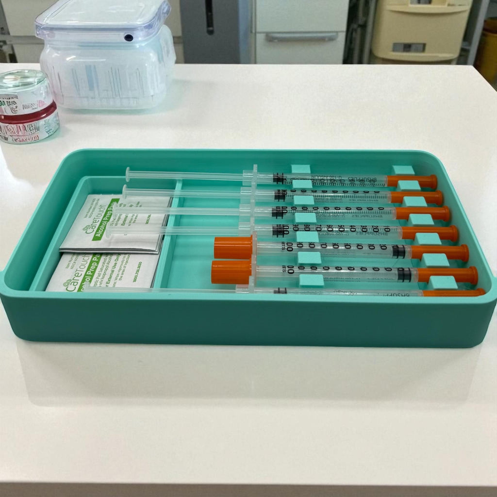 Syringe Storage Case Preloaded| Insulin, Peptides, Travel Organizer Prefilled (Red)