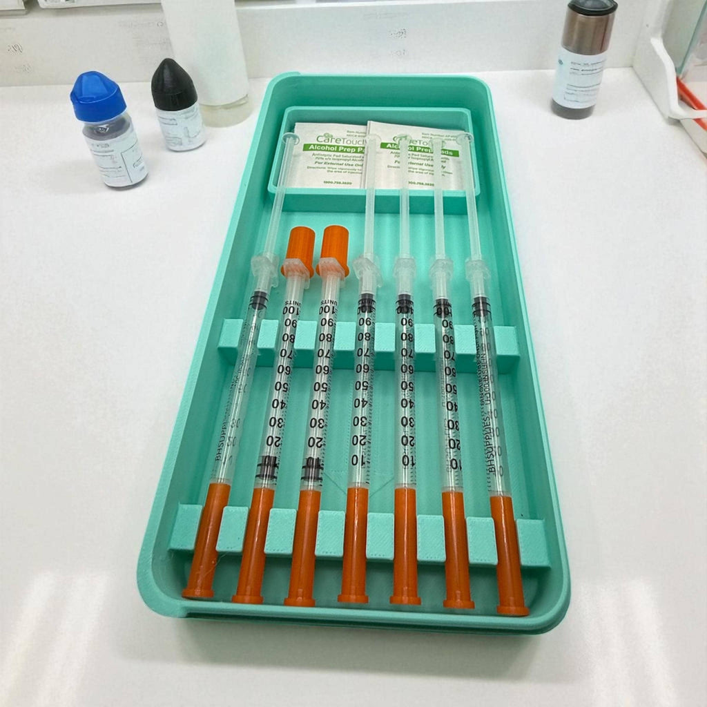 Syringe Storage Case Preloaded| Insulin, Peptides, Travel Organizer Prefilled (Red)