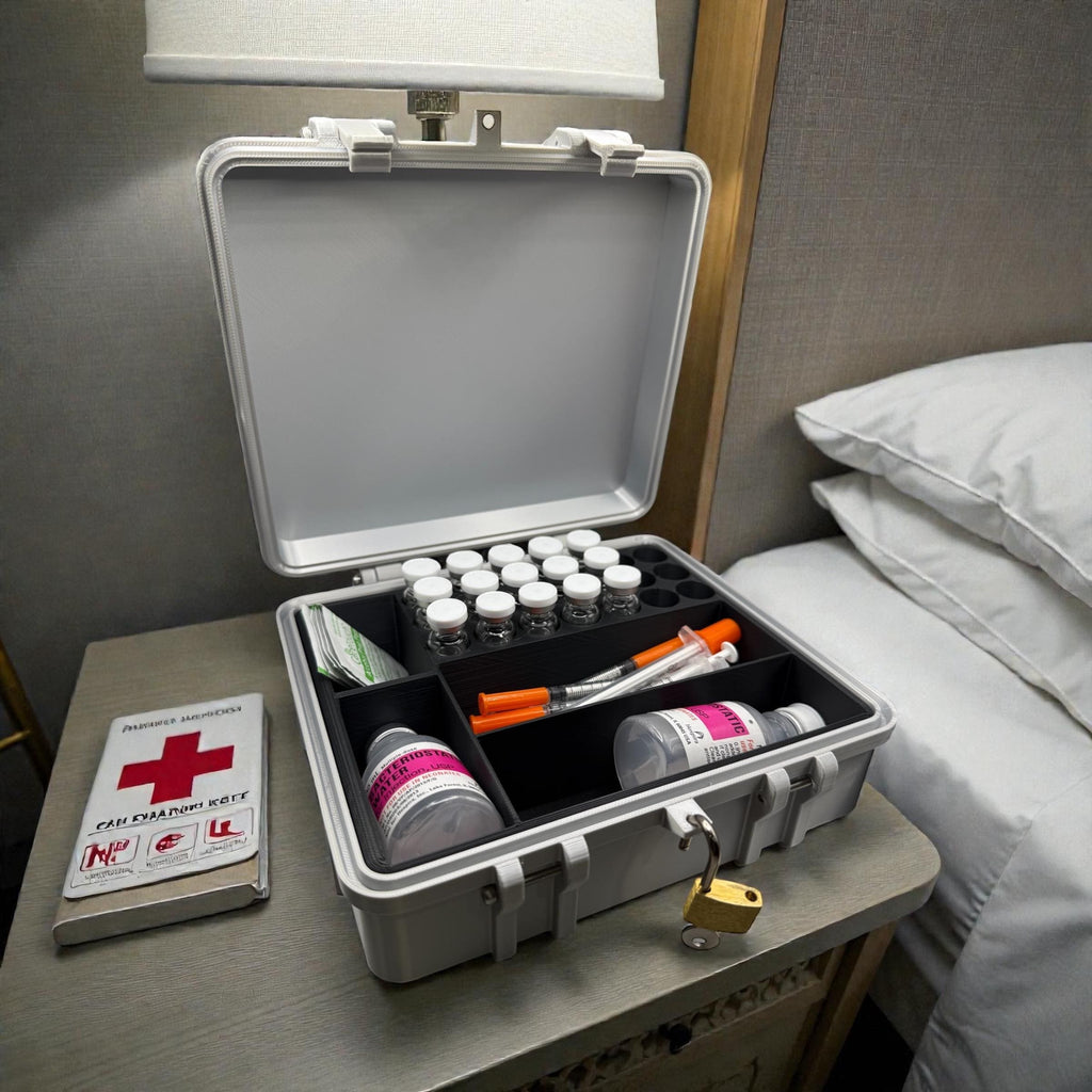 Peptide Vial Storage, Syringe Holder, Case Organizer lockable