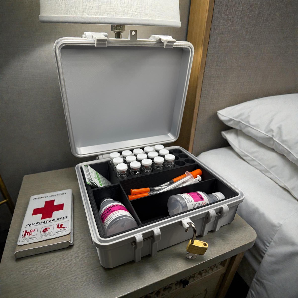 Peptide Vial Storage, Syringe Holder, Case Organizer lockable