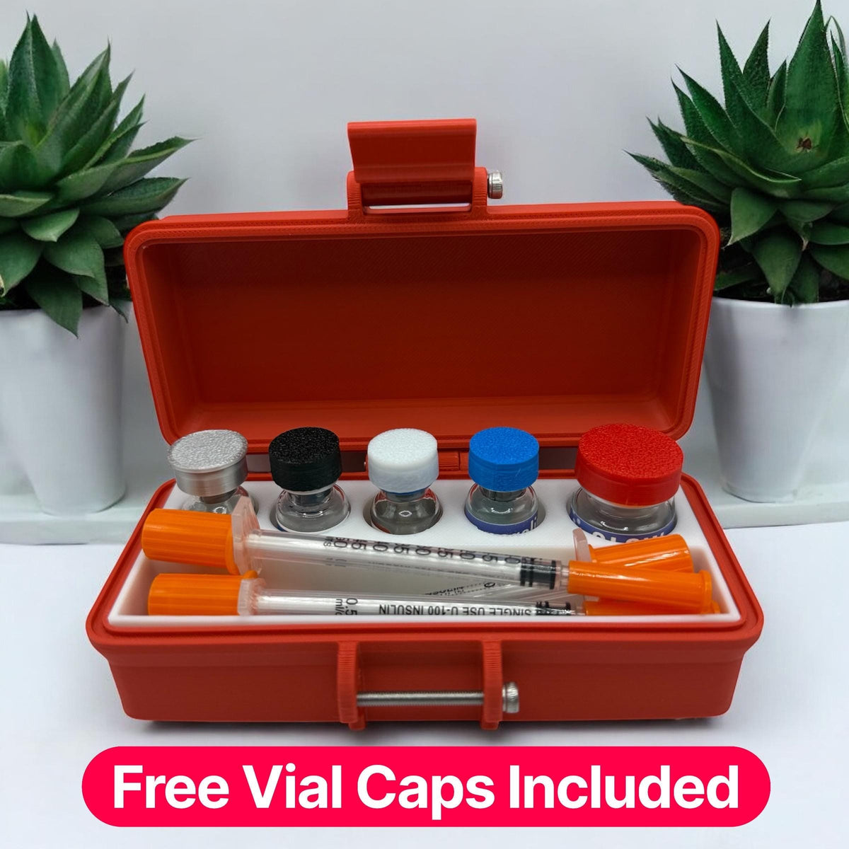 Peptide vial storage container box slim and portable organizer for travel free vials caps included