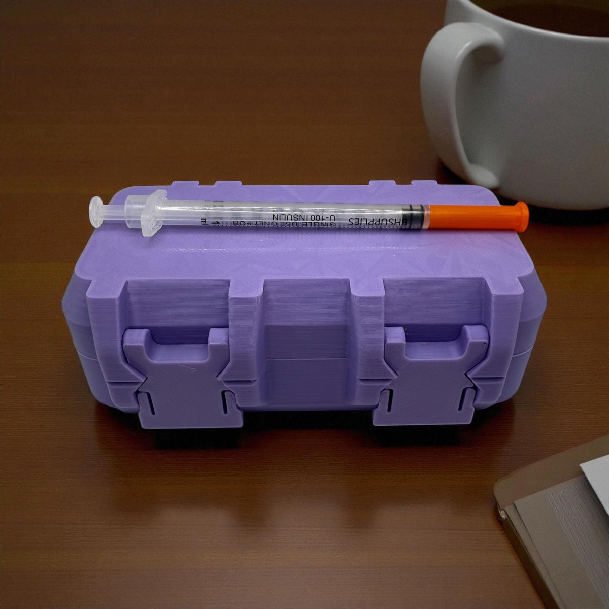 Peptides case storage organizer and syringe holder for peptides. glp