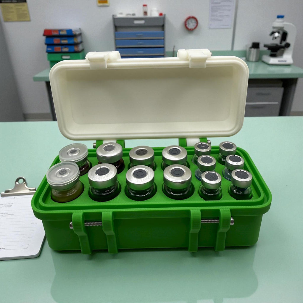 Peptides vial case organizer for peptides, insulin, trt, botox, hrt