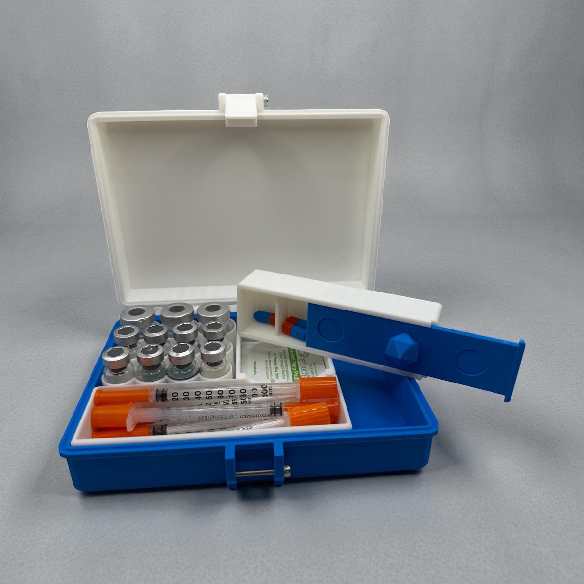 Peptide case Storage Box Vial Holder syringe holder with pill box organizer case