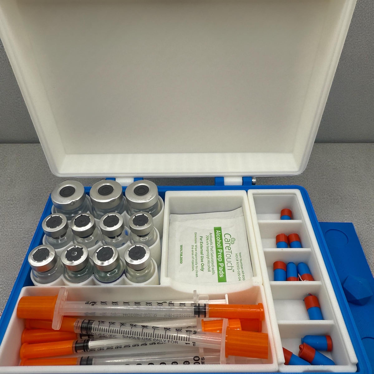 Peptide case Storage Box Vial Holder syringe holder with pill box organizer case