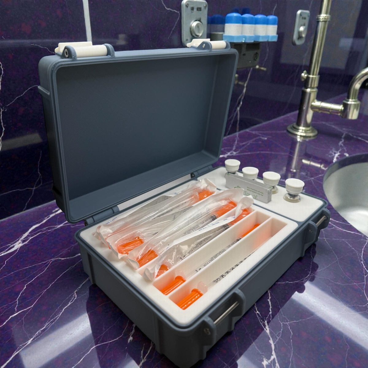 Peptide case Storage Box Vial Holder, syringe holder for 3ml vials and insulin syringe
