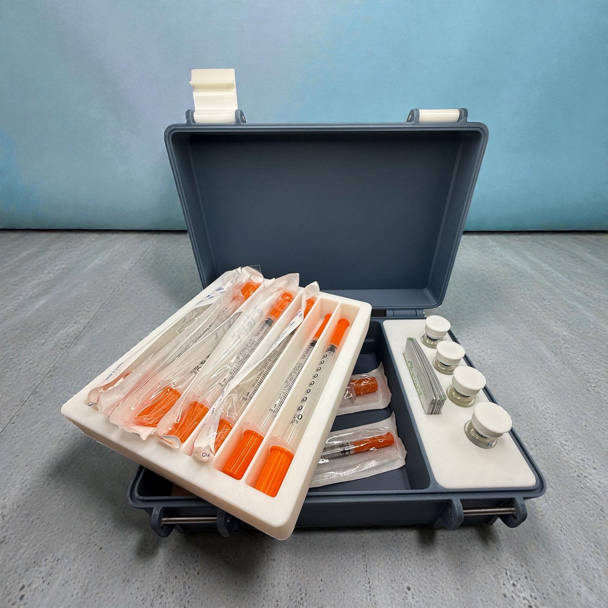 Peptide case Storage Box Vial Holder, syringe holder for 3ml vials and insulin syringe