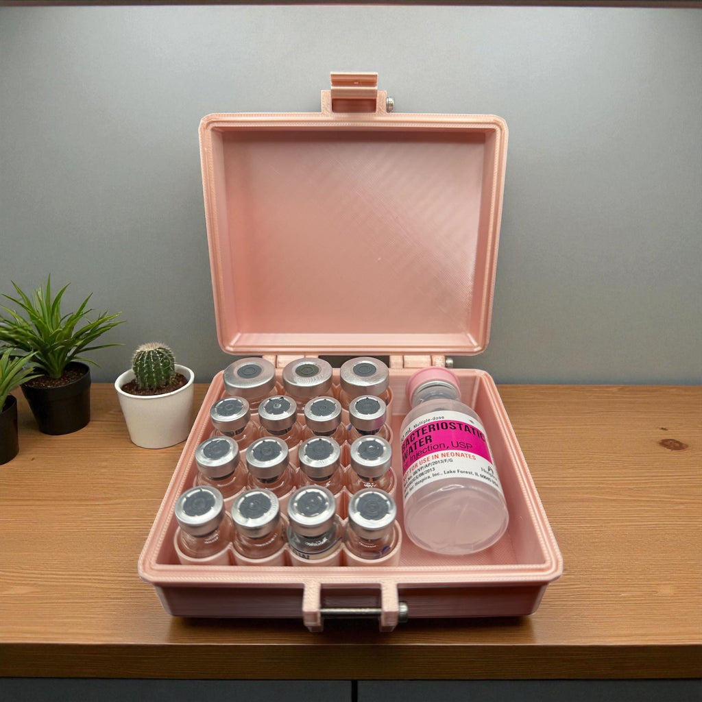 Peptides  case storage rose gold  vials organizer for 3ml and 5ml and 10 ml vials like glp1 glow tesamorelin, lipoc or reta