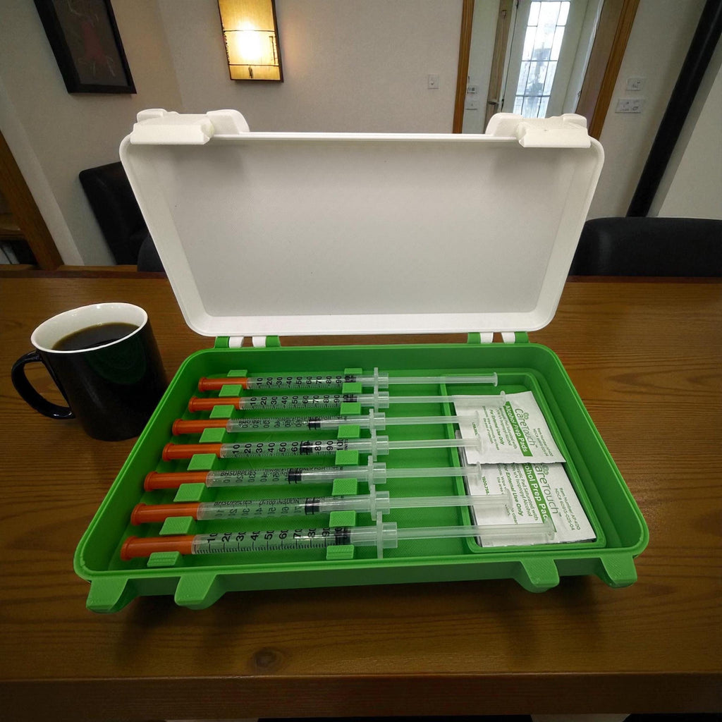 Syringe case for  1ml/1cc syringes | storage box for new or preloaded syringes, alcohol pads perfect for trt peptides insulin