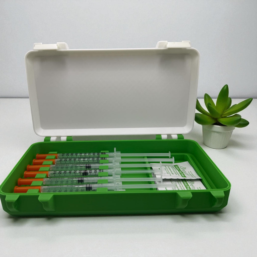 Syringe case for  1ml/1cc syringes | storage box for new or preloaded syringes, alcohol pads perfect for trt peptides insulin