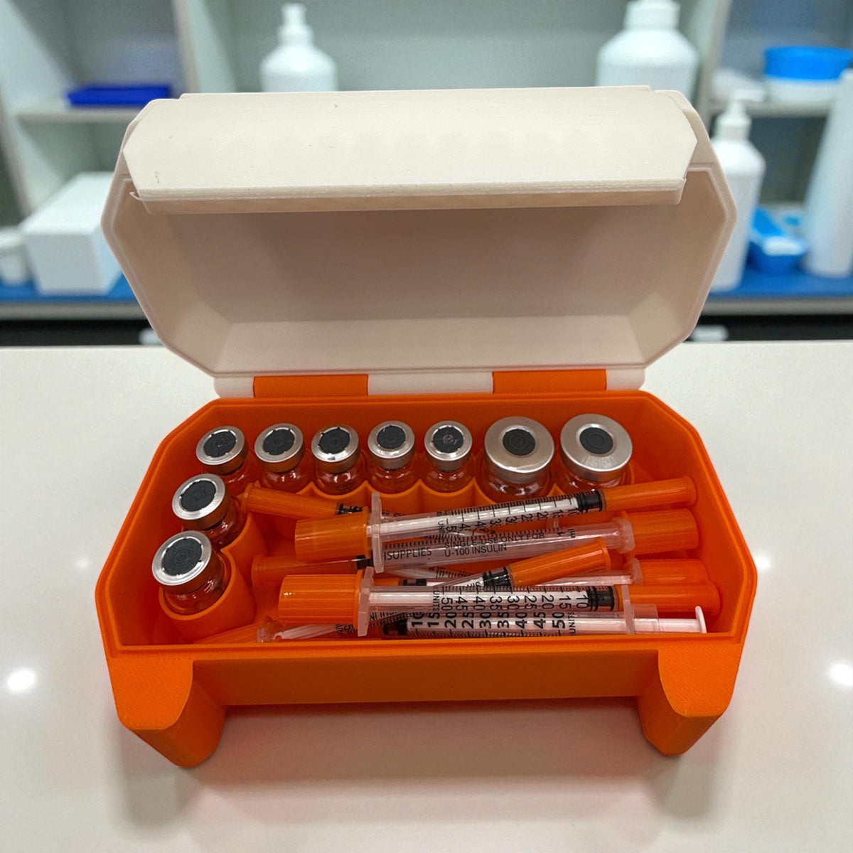 Peptide Vial case and syringes  holder, vials organizer for 3ml and 5ml vials like glp1 glow  tesamorelin reta tizepatide botox