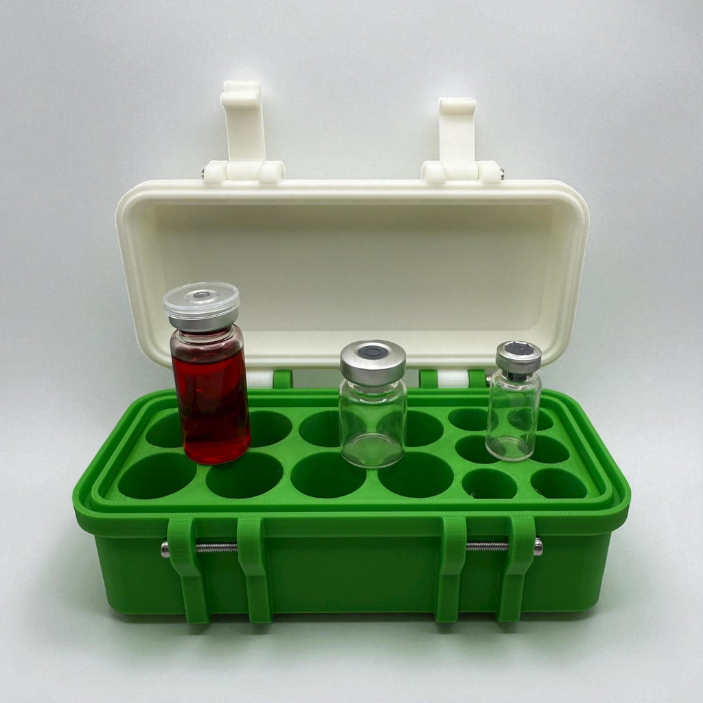 Peptides vial case organizer for peptides, insulin, trt, botox, hrt