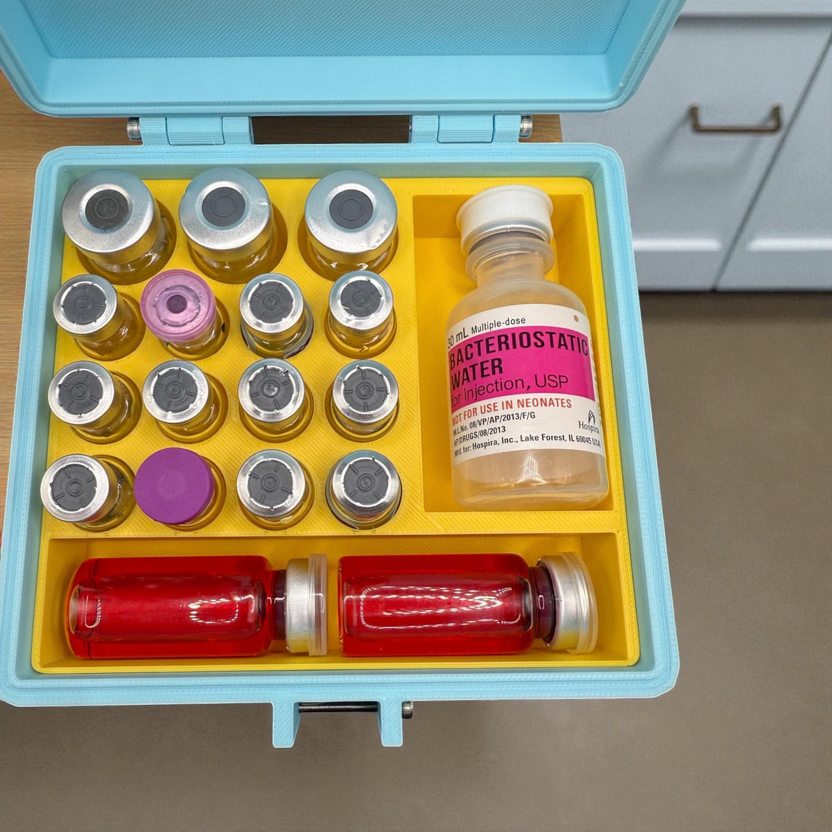Peptide storage vial storage case, vials organizer for 3ml and 5ml and 10 ml vials like glp1 glow tesamorelin, lipoc or reta