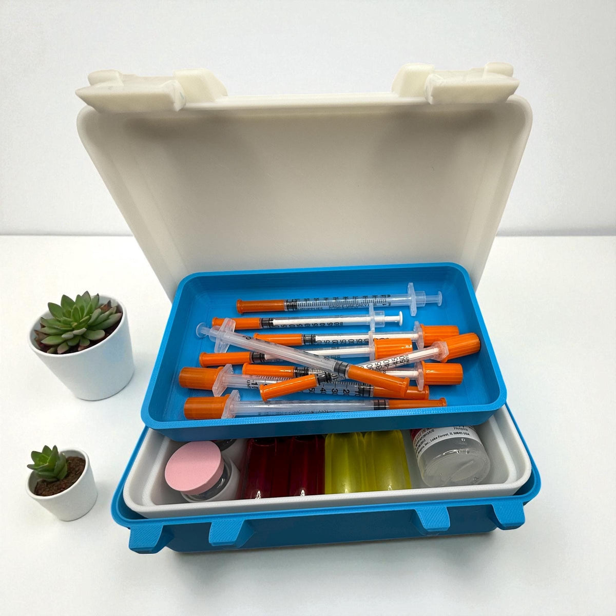 Peptide case storage,  syringes & alcohol pads organizer case for peptides, insulin, trt, botox lipoc, lemon bottle or injectables