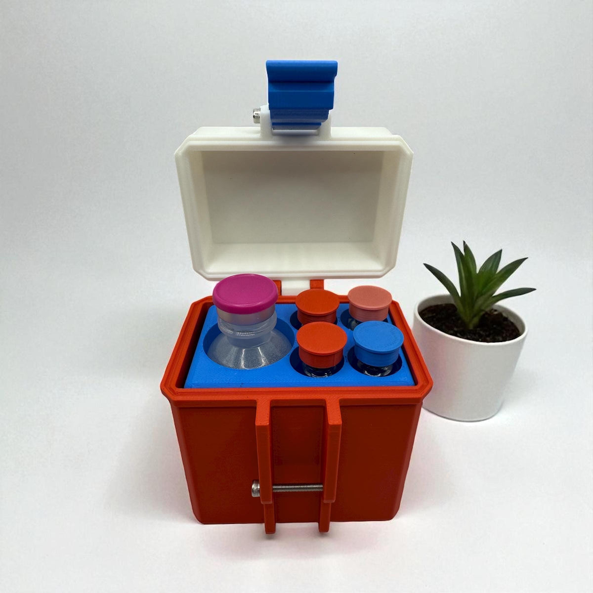 Custom vial storage case – holds 4 × 3ml vials + 1 × 30ml hospira bacteriostatic water | secure peptide  reta glp1 tesamorelin tirzetapide