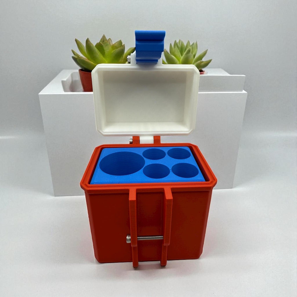 Custom vial storage case – holds 4 × 3ml vials + 1 × 30ml hospira bacteriostatic water | secure peptide  reta glp1 tesamorelin tirzetapide