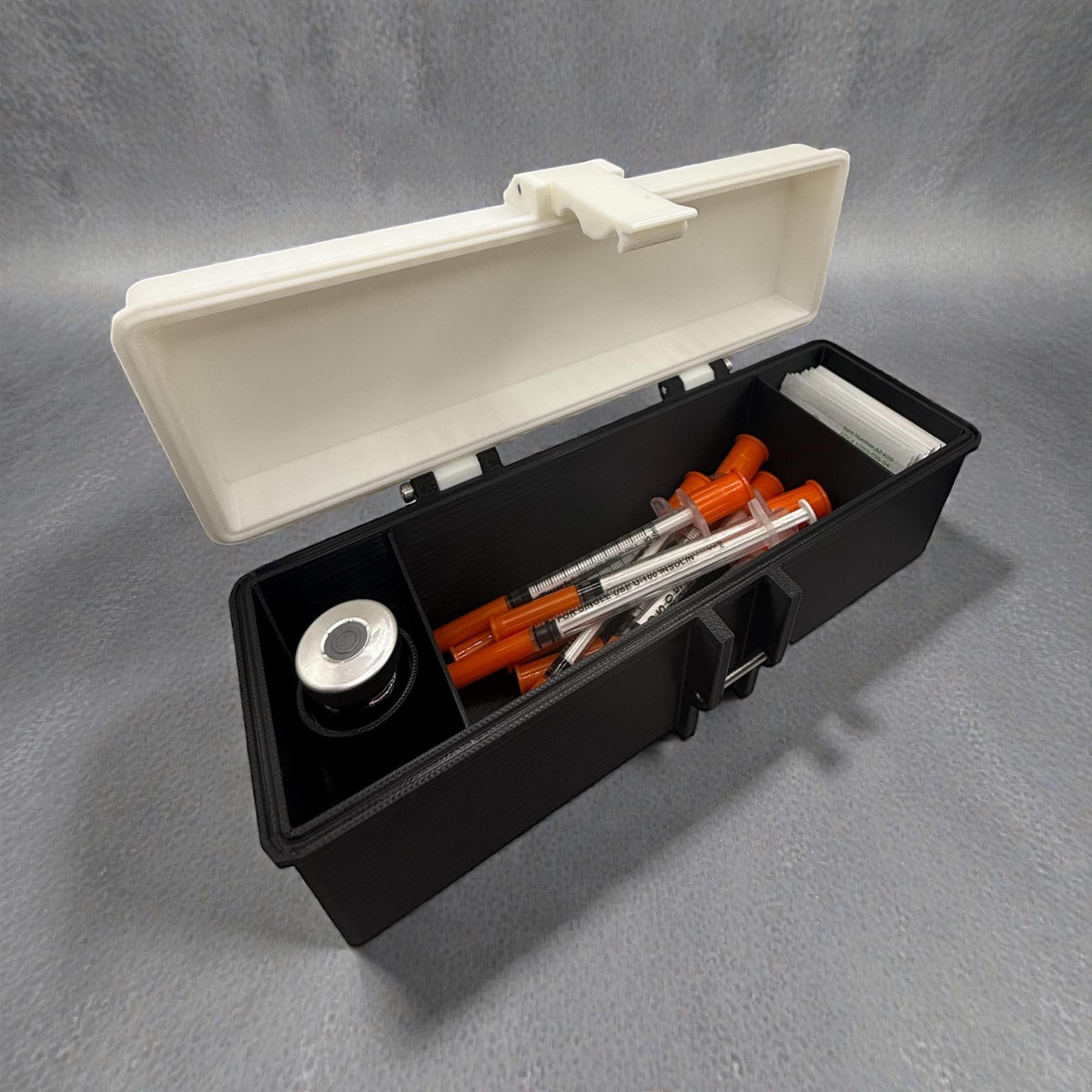 Trt hrt travel case  for 10ml testosterone vial– discreet & durable storage box for syringes, alcohol pads, and 10ml vial