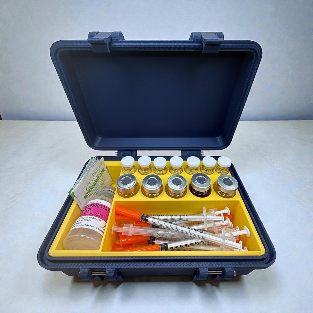 Peptide case Storage Box For Travel, syringe holder and  vials organizer for 3ml, 5ml or  10ml vials