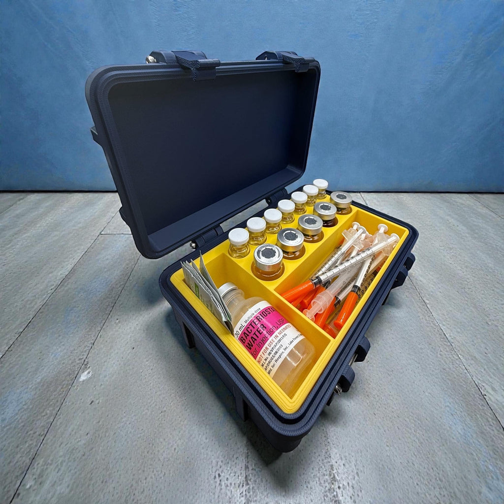Peptide case Storage Box For Travel, syringe holder and  vials organizer for 3ml, 5ml or  10ml vials