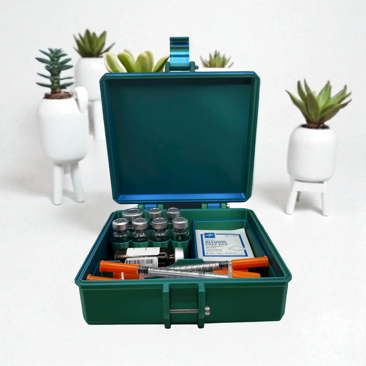 Peptides travel case, vials organizer for 3ml, 5ml and one 10ml vials like glp1 glow tesamorelin reta testosterone trt