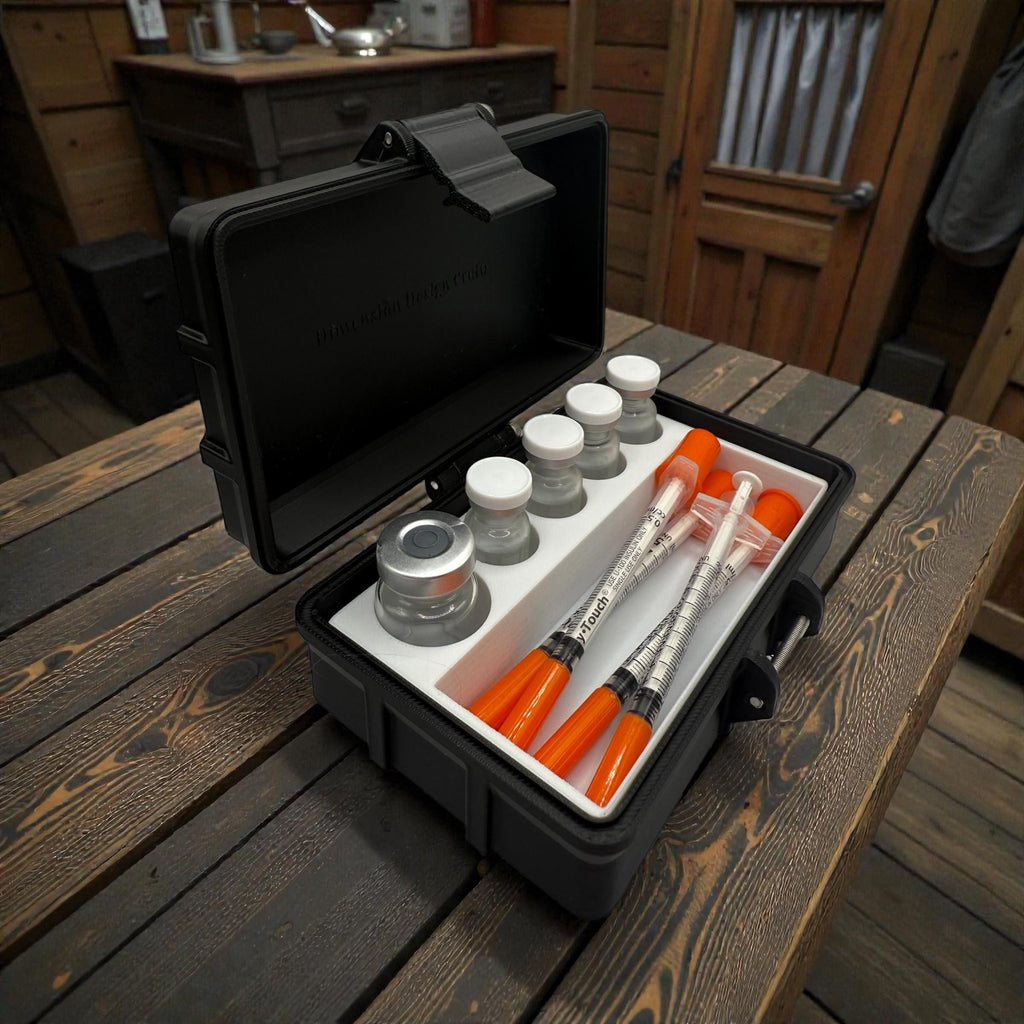 Peptides vial and 0.5ml syringes storage box– customizable 3ml vial organizer