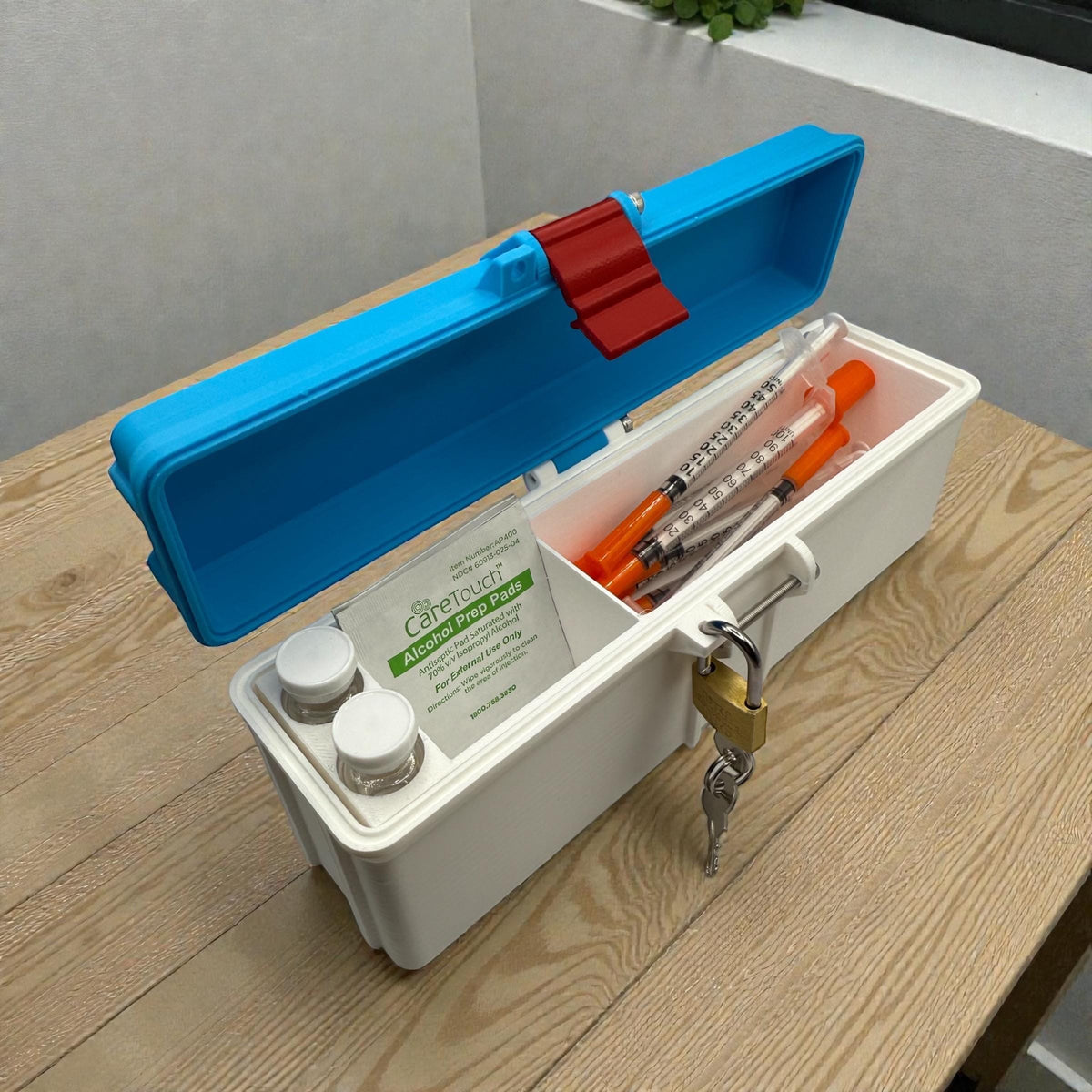 Peptide vial storage  travel case  for 3ml vial  with lock, discreet & durable storage box for syringes, alcohol pads