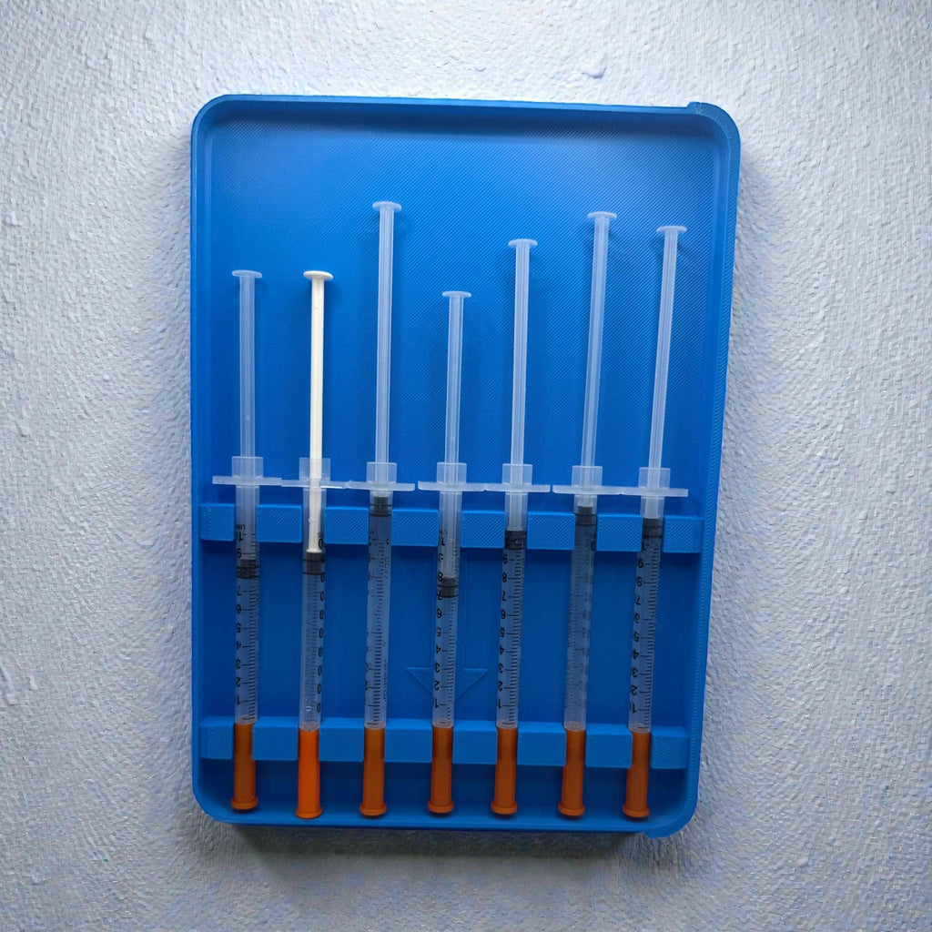 Syringe holder case low profile  for 0.5ml or 1ml syringes | storage box for new or preloaded syringes, trt peptides travel