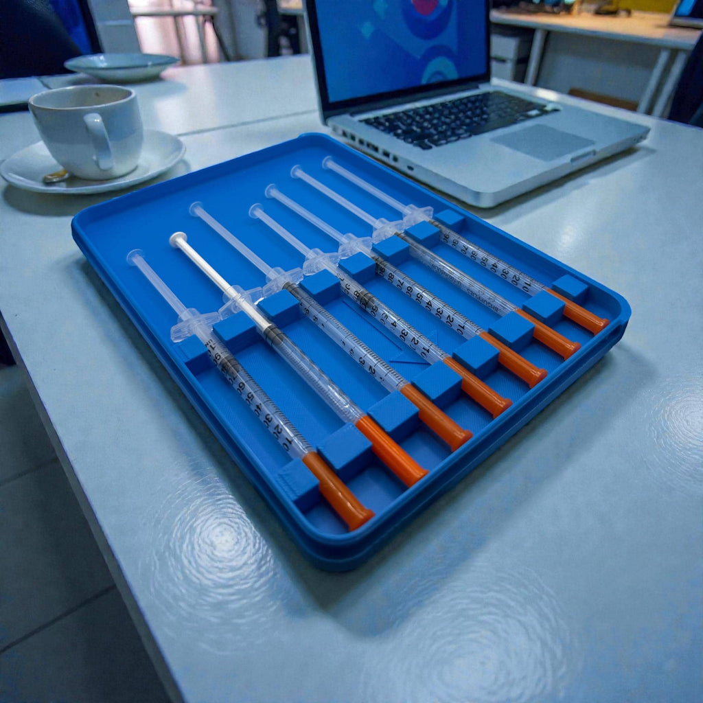 Syringe holder case low profile  for 0.5ml or 1ml syringes | storage box for new or preloaded syringes, trt peptides travel