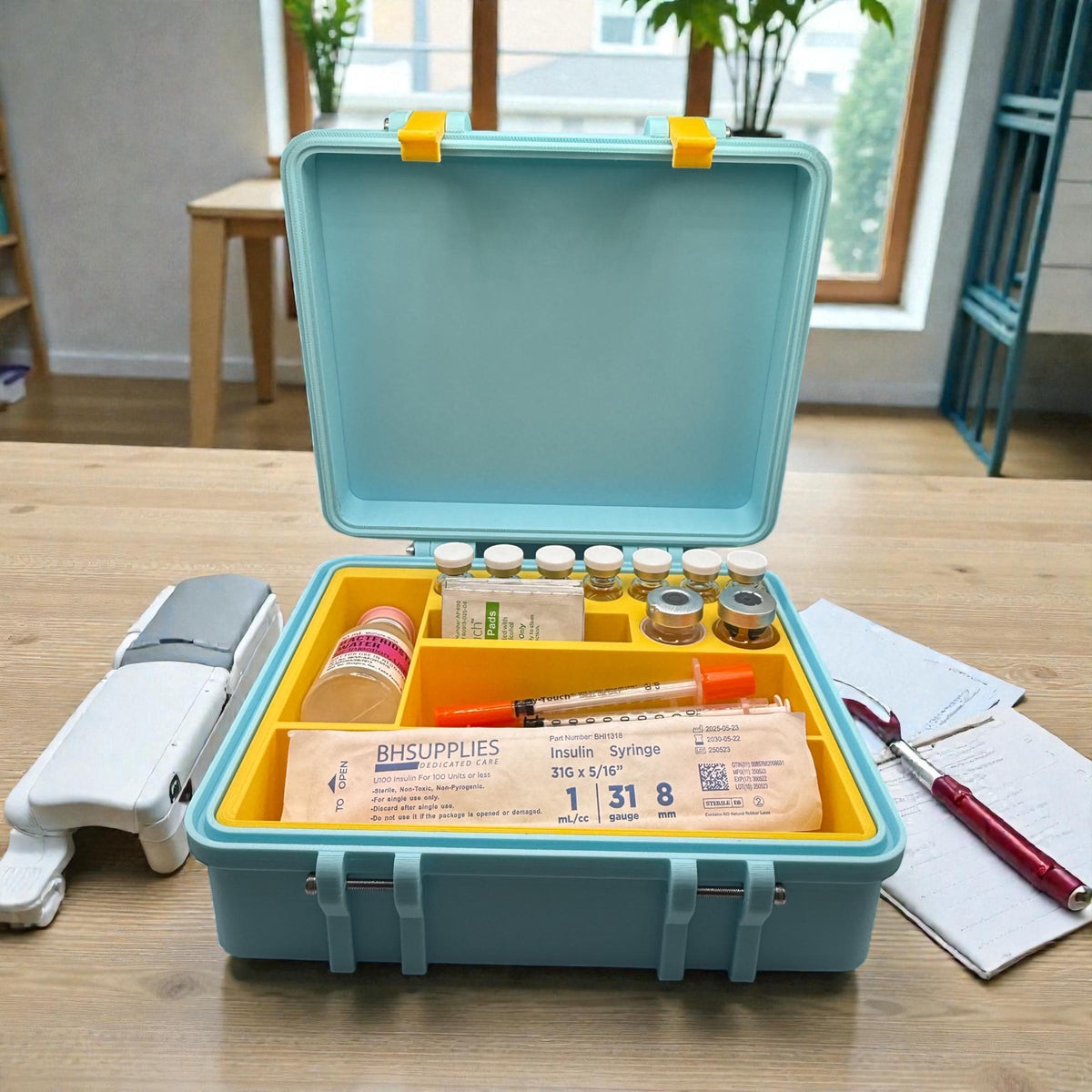 Peptide vial case storage, syringe holder and  vials organizer for 3ml, 5ml and 10ml vials like glp1 glow tesamorelin