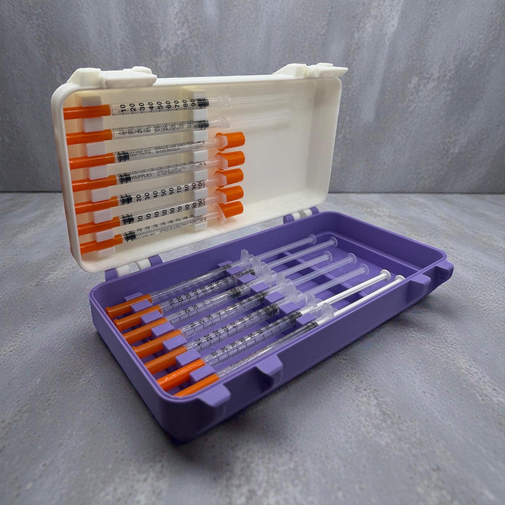Syringe case for  1ml/1cc syringes | storage box for new or preloaded syringes, alcohol pads perfect for trt peptides insulin