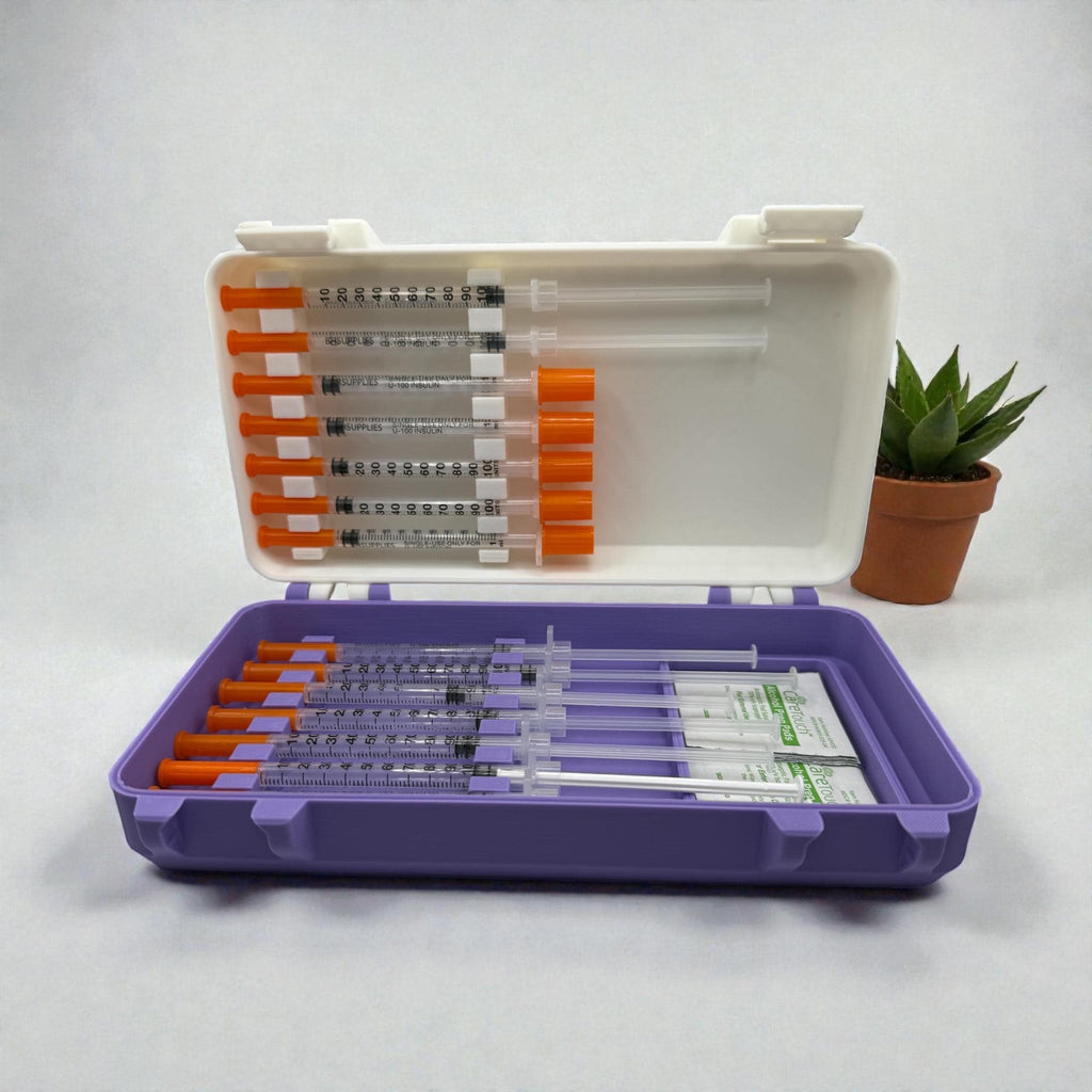 Syringe case for  1ml/1cc syringes | storage box for new or preloaded syringes, alcohol pads perfect for trt peptides insulin