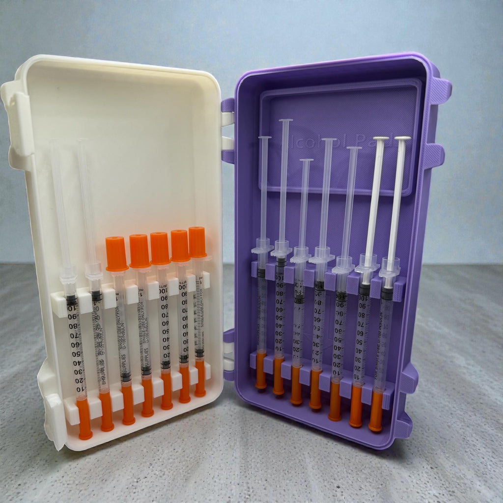 Syringe case for  1ml/1cc syringes | storage box for new or preloaded syringes, alcohol pads perfect for trt peptides insulin
