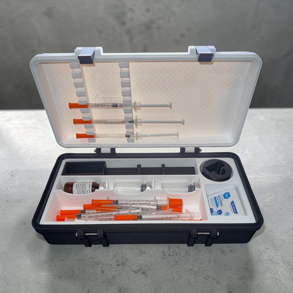 TRT HRT Storage Travel Case with Integrated Syringe Filler For 10ml  Vials And Preloaded Syringes