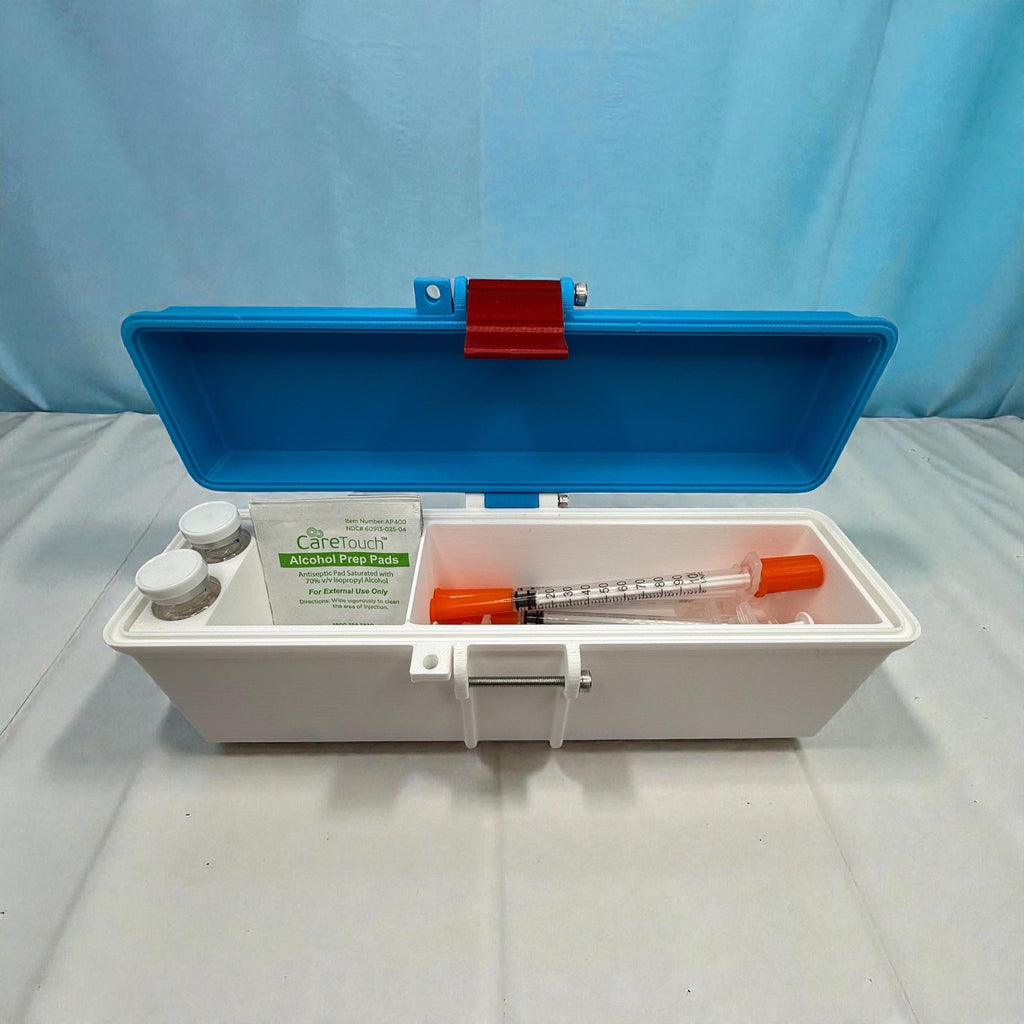 Peptide vial storage  travel case  for 3ml vial  with lock, discreet & durable storage box for syringes, alcohol pads