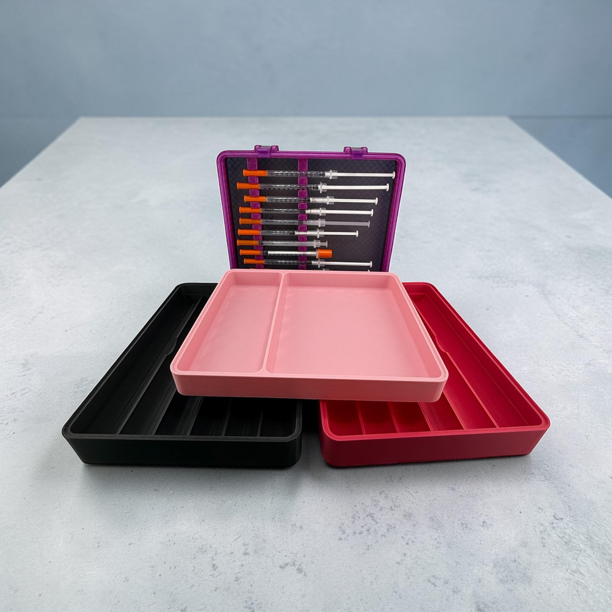 Peptide Pen Injector Case Storage Holder | 12 Pen Organizer with Syringe Lid Holder