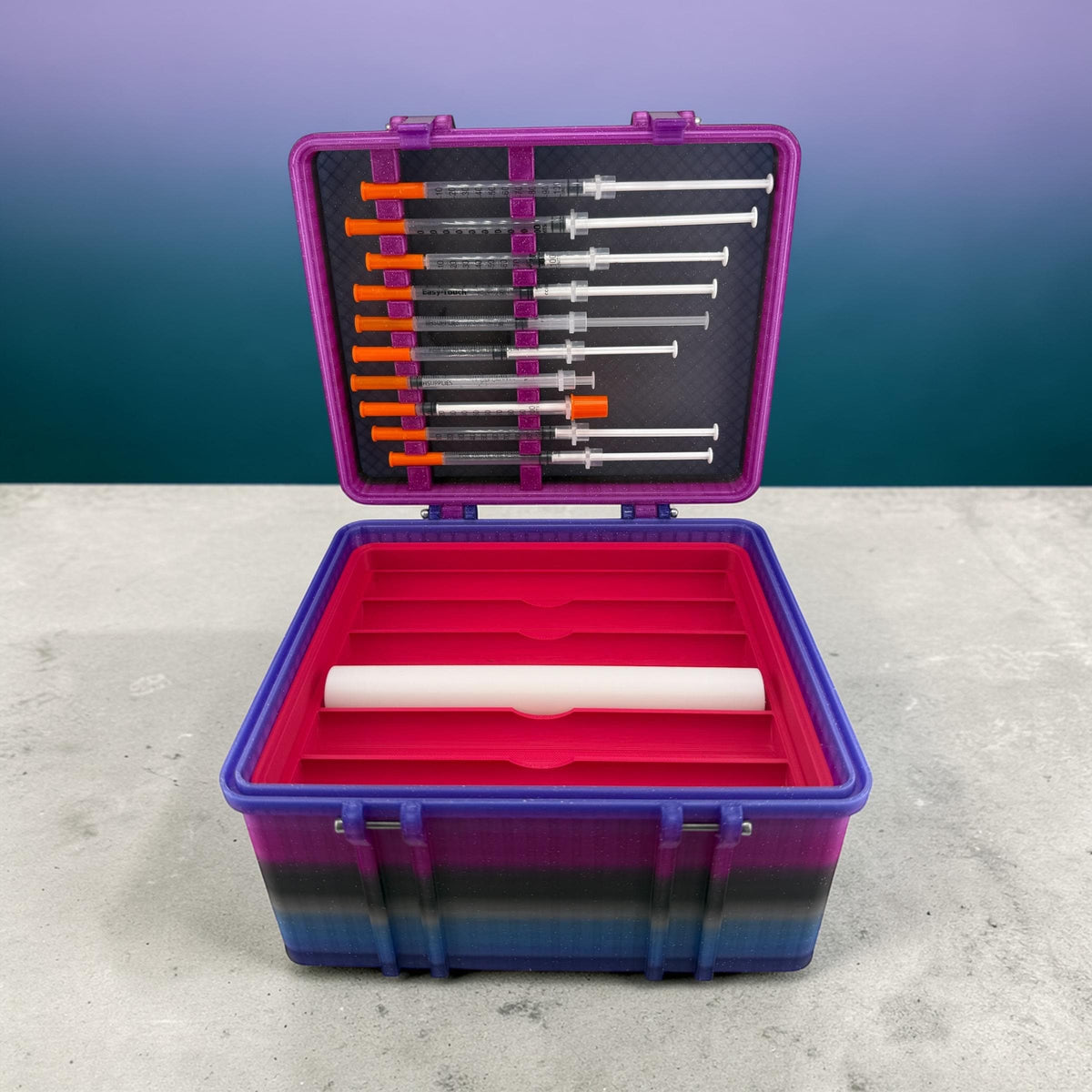 Peptide Pen Injector Case Storage Holder | 12 Pen Organizer with Syringe Lid Holder