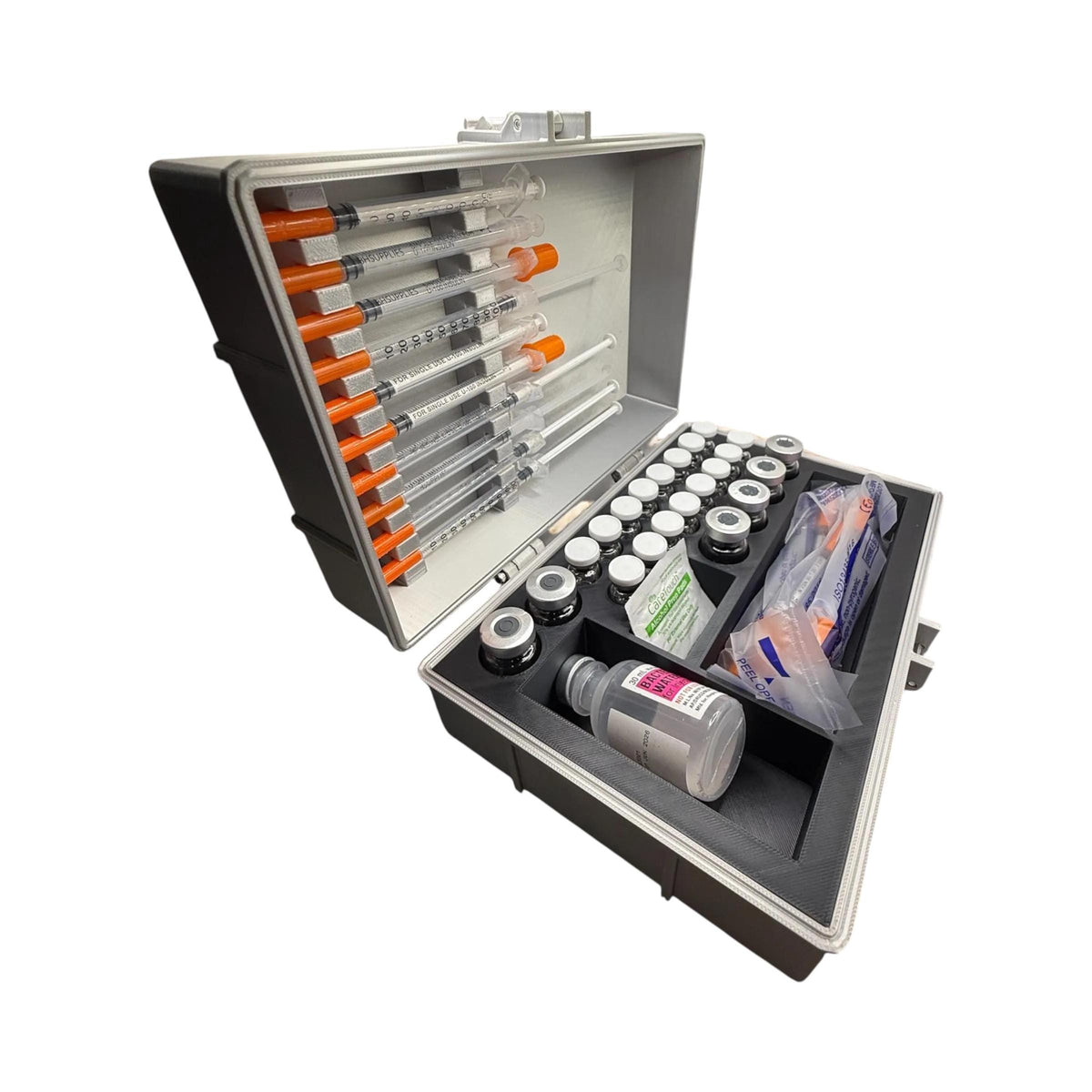 Large capacity insulin & peptide storage case – multi-vial organizer with syringe lid holder