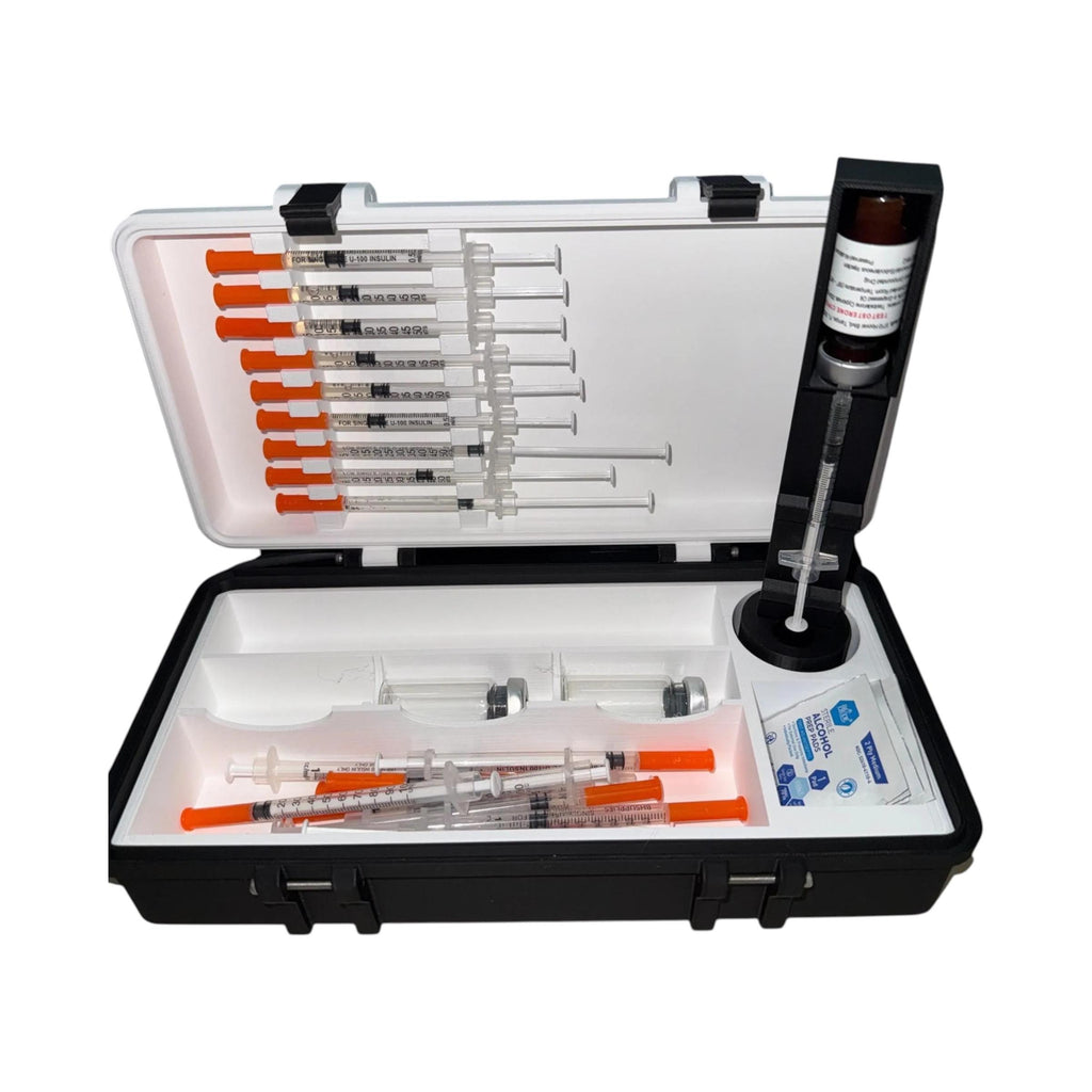 TRT HRT Storage Travel Case with Integrated Syringe Filler For 10ml  Vials And Preloaded Syringes