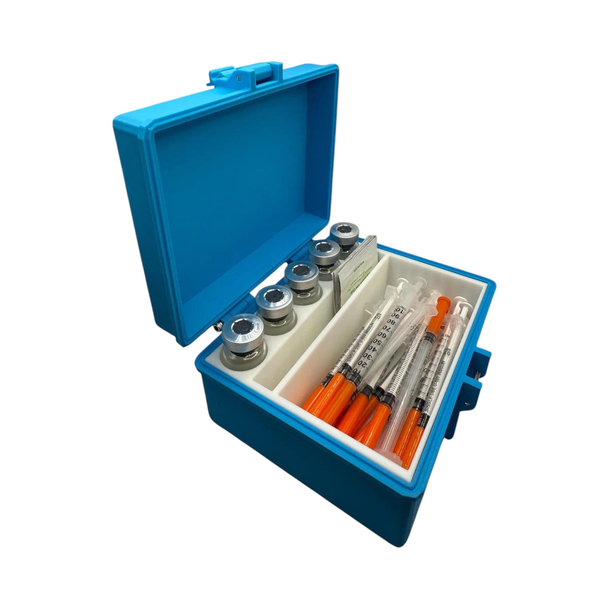 Peptides travel case storage organizer and syringe holder for 10ml vial