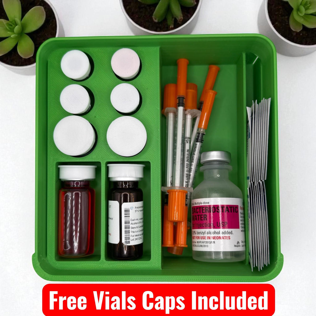 Peptides travel case, vials organizer for 3ml, 5ml and 10ml vials like glp1 glow tesamorelin reta lemon bottle or lipoc