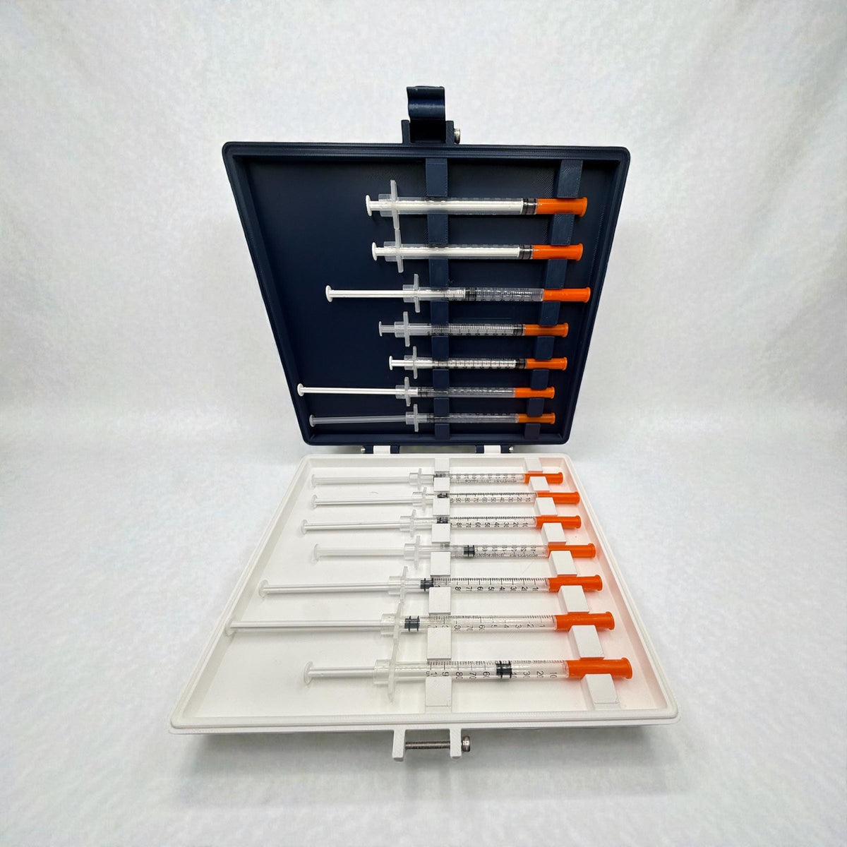 Syringe holder travel case low profile  for 0.5ml or 1ml syringes | storage box for new or preloaded syringes, trt peptides travel insulin
