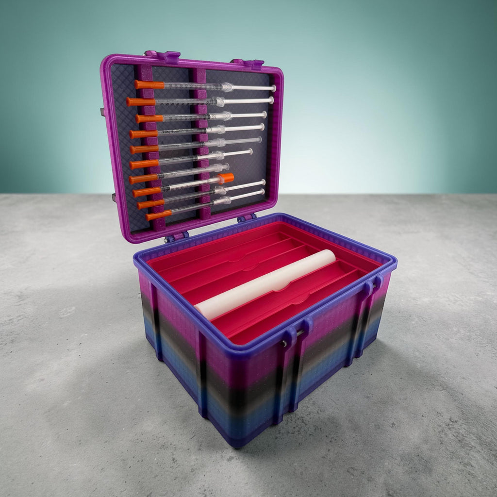 Peptide Pen Injector Case Storage Holder | 12 Pen Organizer with Syringe Lid Holder