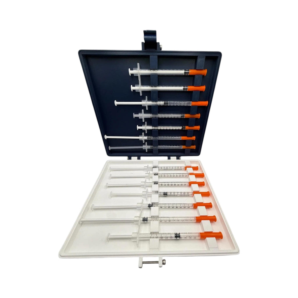 Syringe holder travel case low profile  for 0.5ml or 1ml syringes | storage box for new or preloaded syringes, trt peptides travel insulin