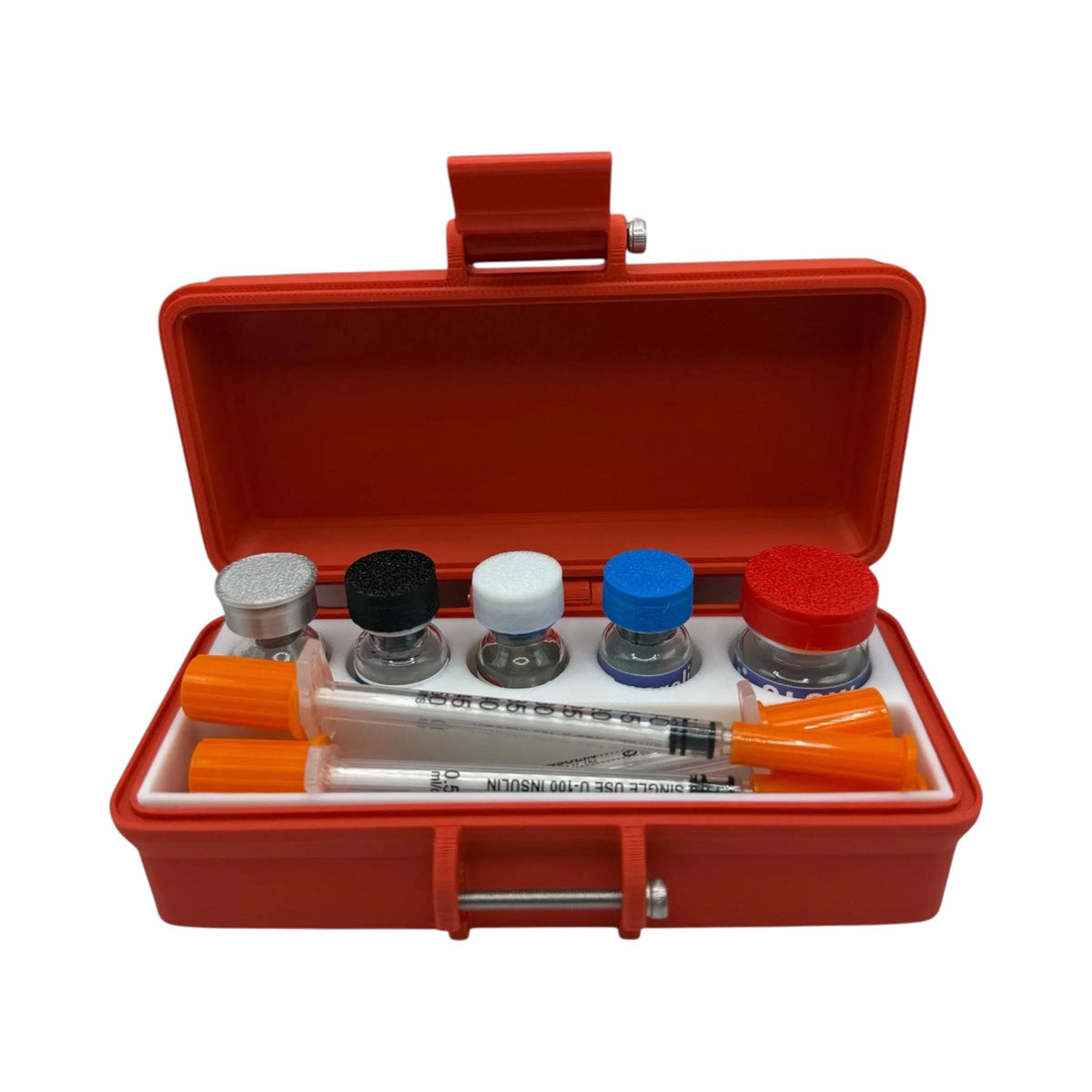 Peptide vial storage container box slim and portable organizer for travel free vials caps included