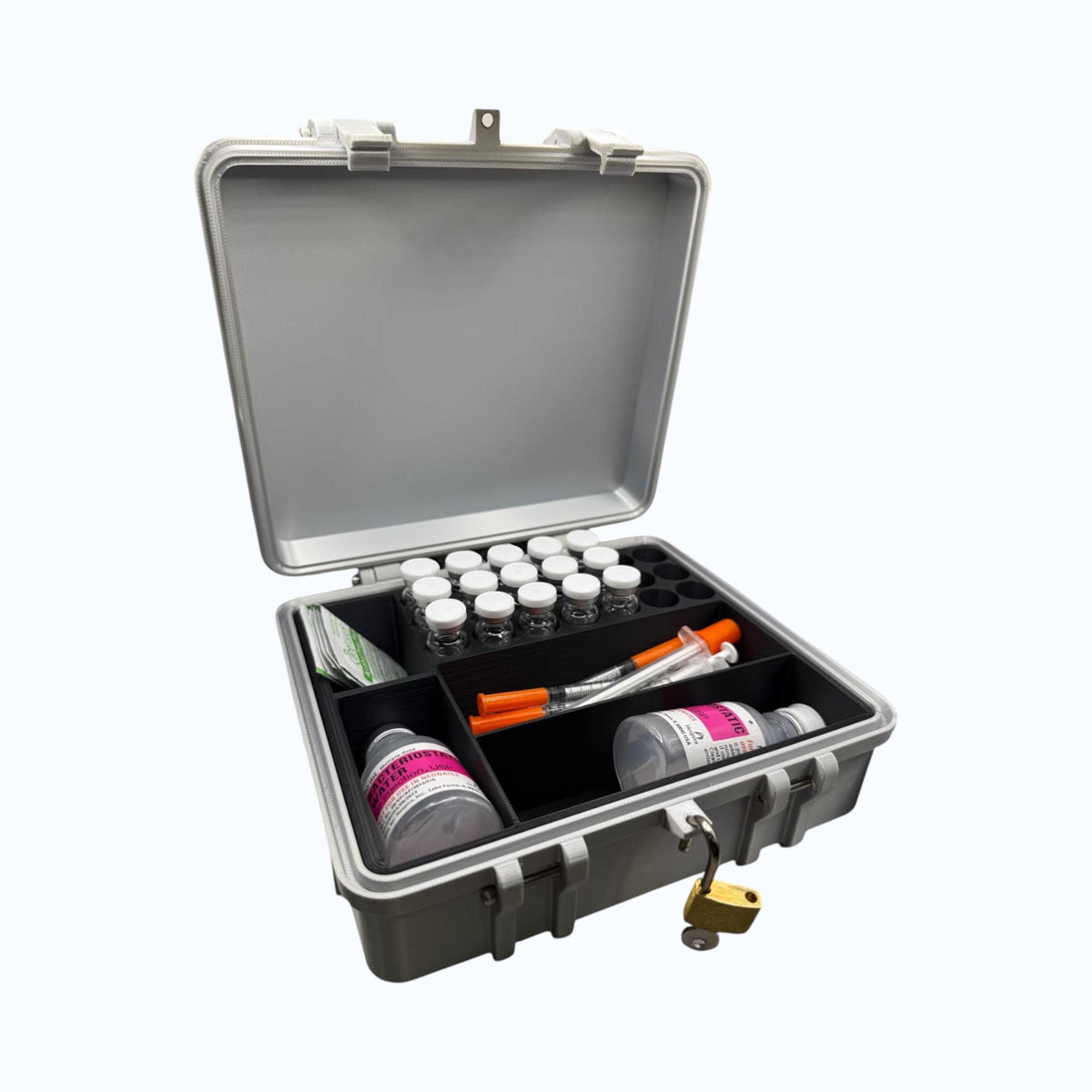 Peptide Vial Storage, Syringe Holder, Case Organizer lockable