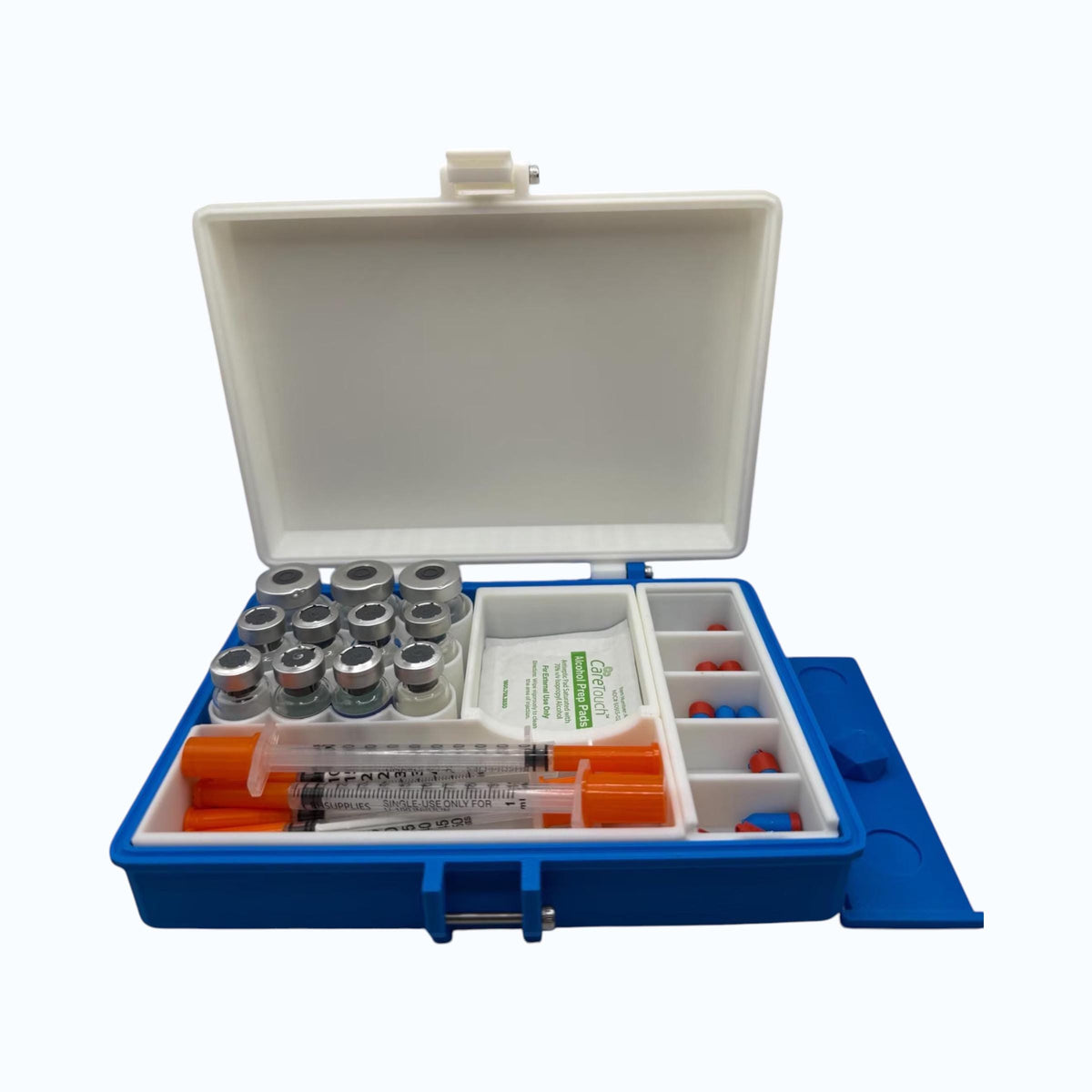 Peptide case Storage Box Vial Holder syringe holder with pill box organizer case
