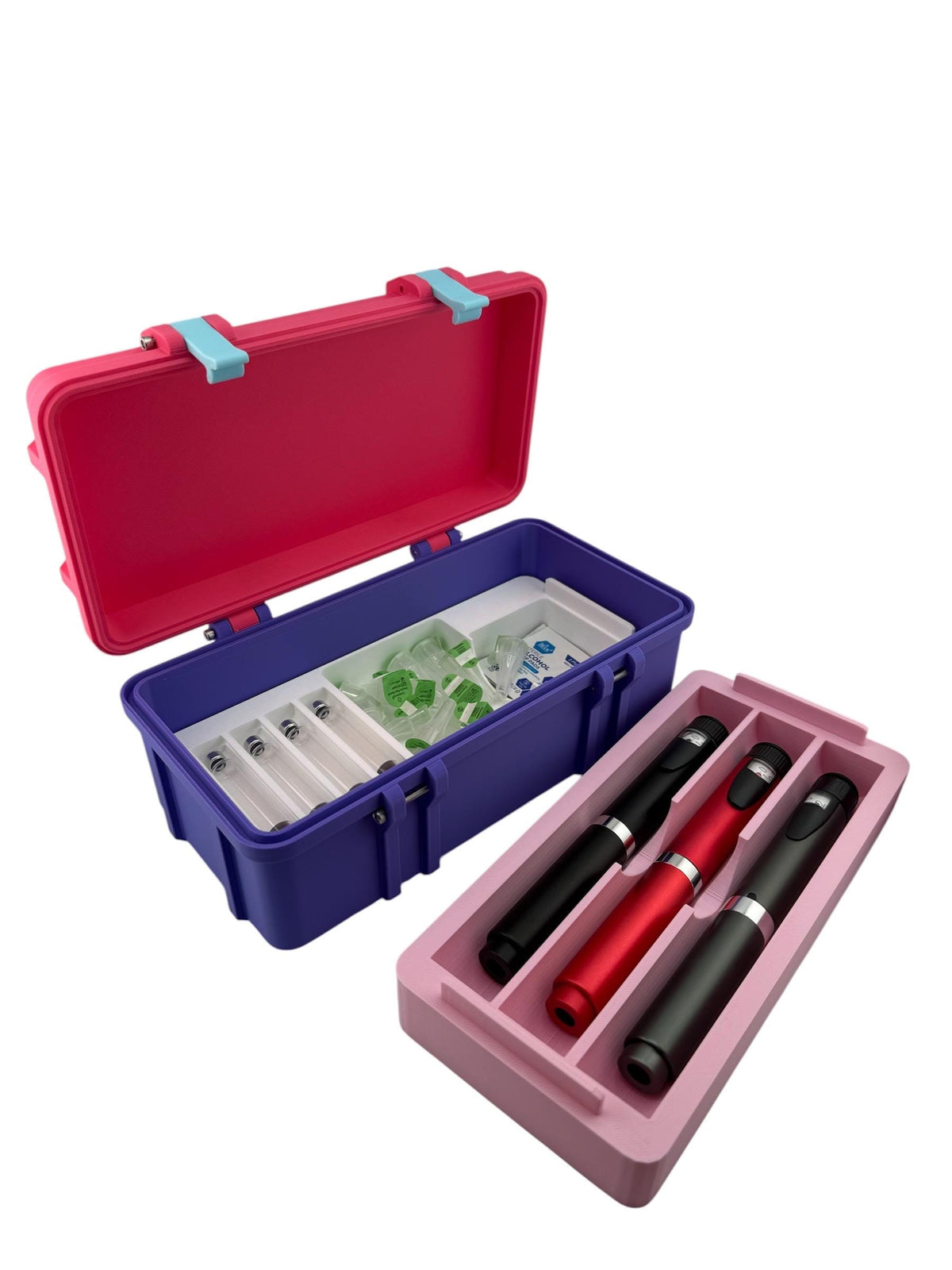 Peptide Pen Injector Case Storage | 3 Pen Organizer with 3ml Cartridge Vial Holder and accesories space